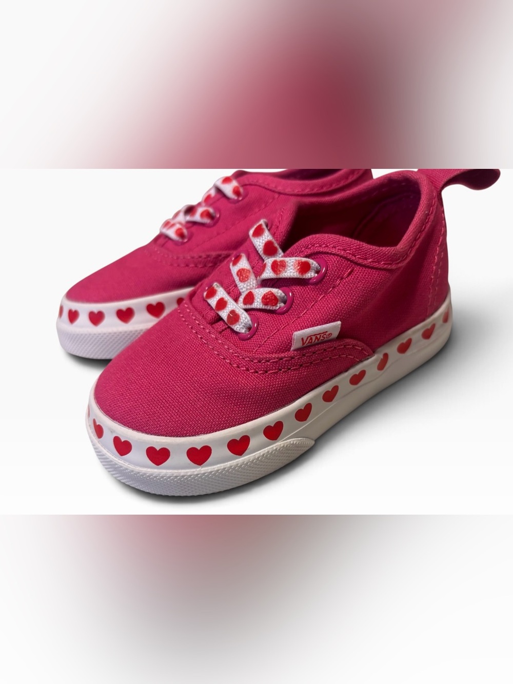 Vans Toddler Pink Heart Sneakers Size 4 – Girls Slip-On Lace Shoes